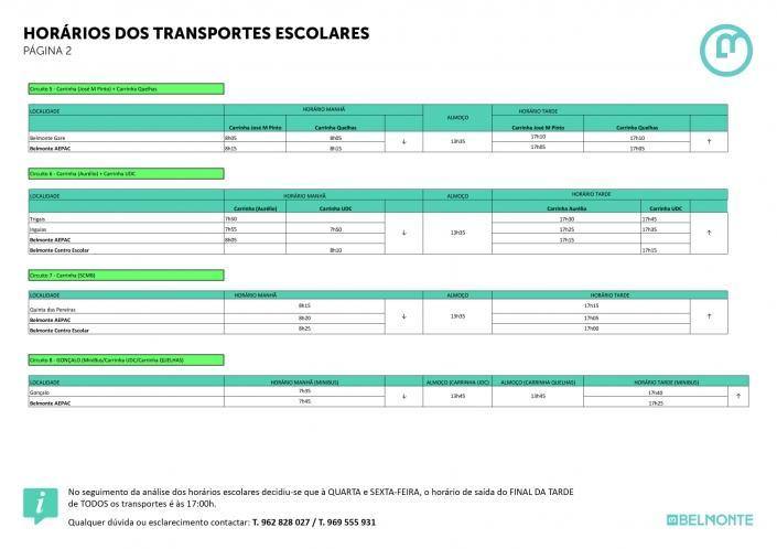 Horários Transportes Escolares 2 Novo
