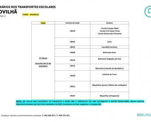 Horários Transportes Escolares Covilha 2 Novo